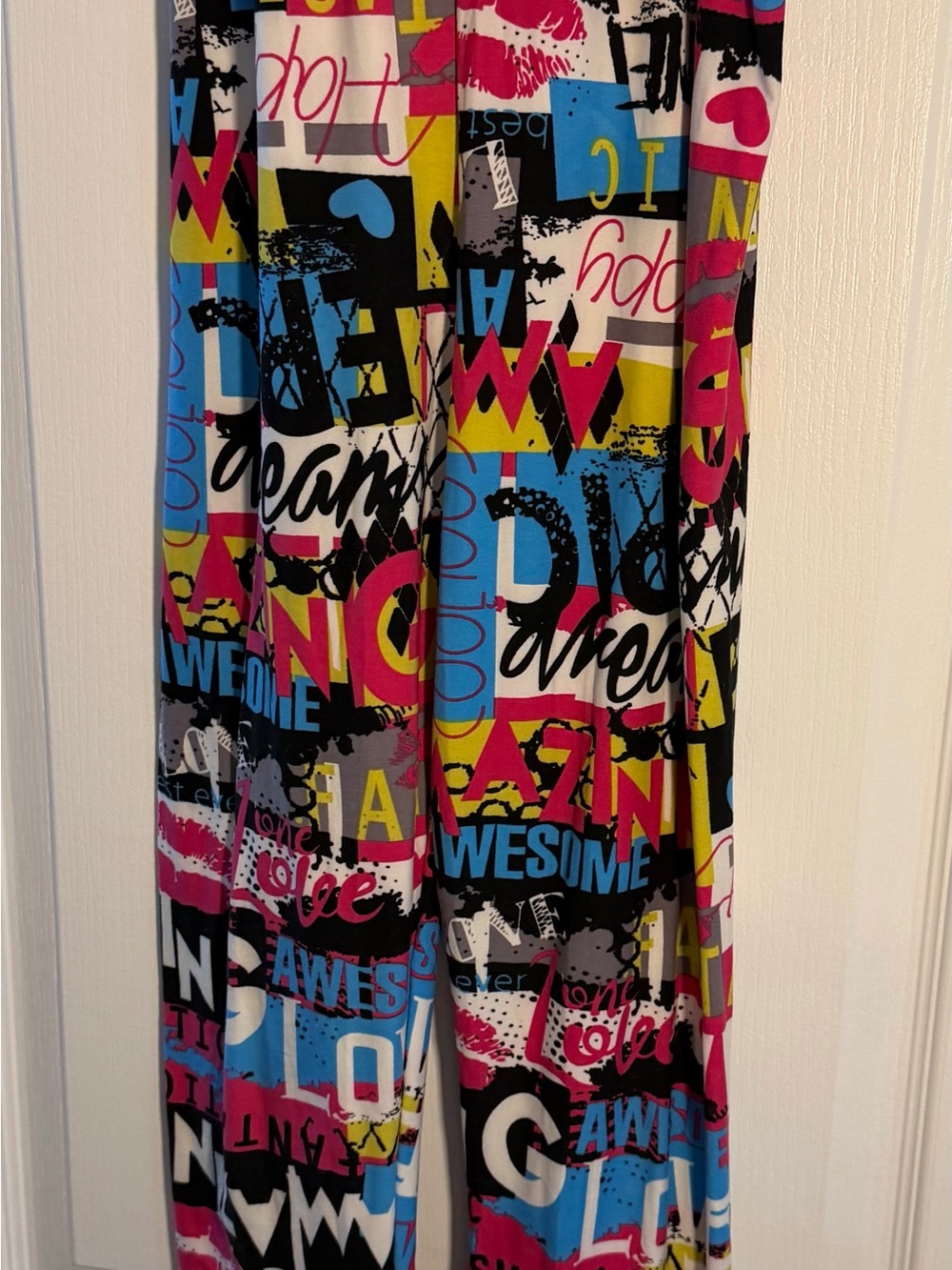 Y2K Punk Rock Teen Graphic Lounge leggings- Pink, Blue & Yellow